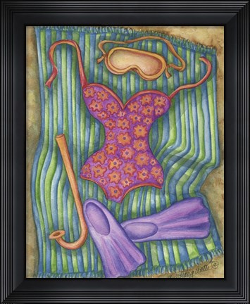 Framed Bathing Suit With Snorkel Print