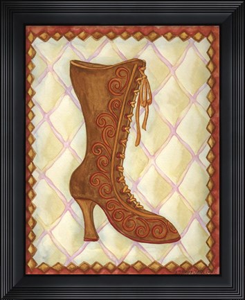 Framed Boots Brown With Curlicues Print