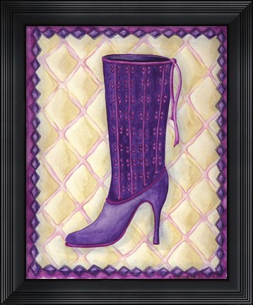 Framed Boots Purple With Tiny Flowers Print