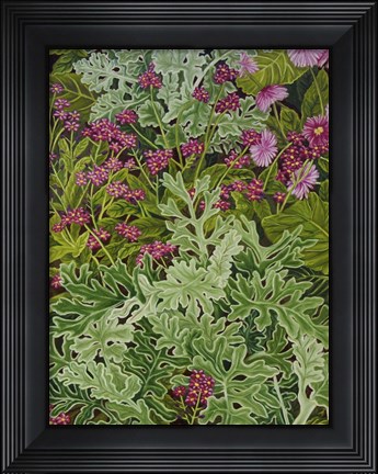 Framed Dusty Miller with Pinks Print