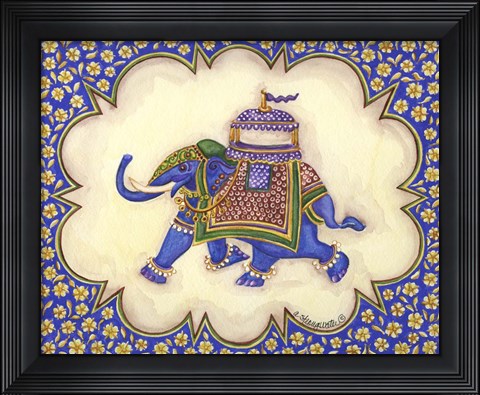 Framed Elephant Cartouche AP Print