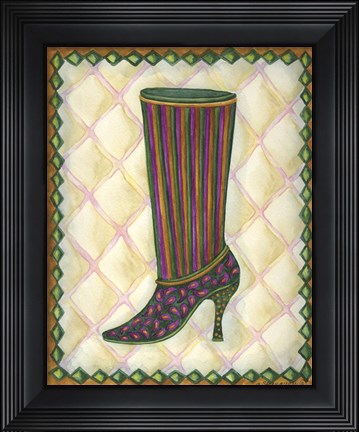 Framed Boots Striped With Paisley Print