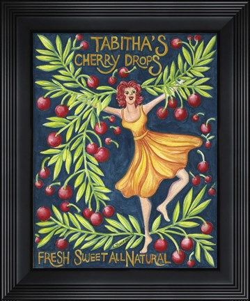 Framed Food Labels Cherry Drops Print