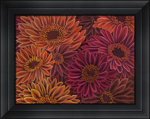 Framed Gerbera Orange Red Print