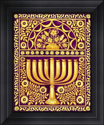 Framed Hanukah Menorah On Magenta Print