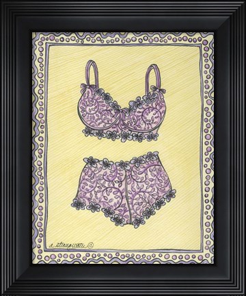 Framed Lingerie Pink Bra Panties Print