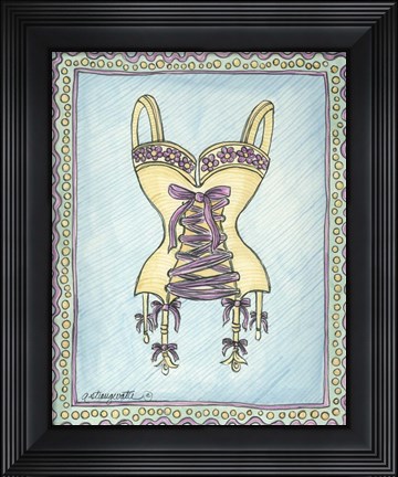 Framed Lingerie Yellow Merry Widow Print