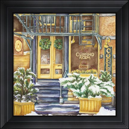 Framed Cafe Cupping Room Ext Winter Print