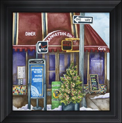 Framed Cafes Manhatten Diner Print