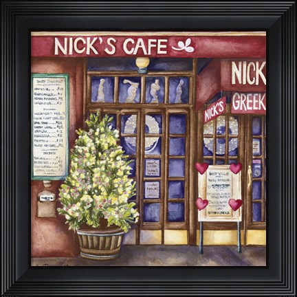 Framed Cafes Nicks Print