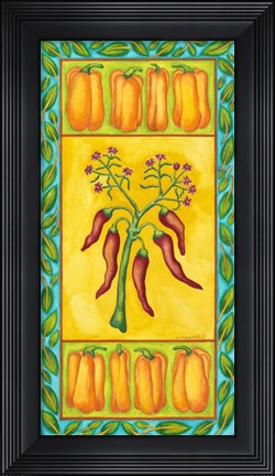 Framed Peppers with Multi Red Print