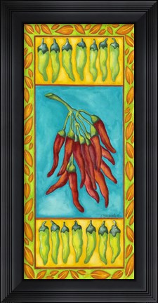 Framed Peppers with Pale Green Print