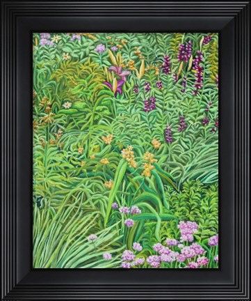 Framed Tapestry Pinks and Hollyhocks Print
