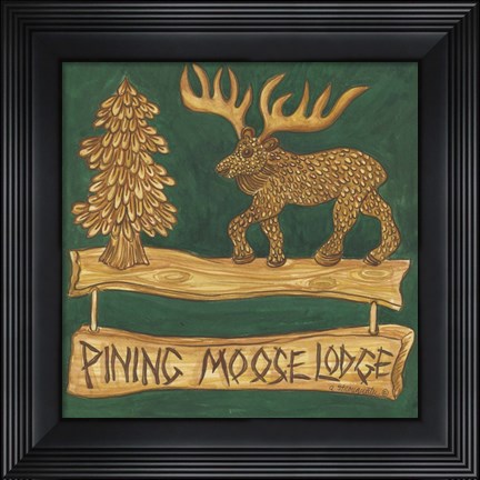 Framed Adirondack Pining Moose Lodge Print