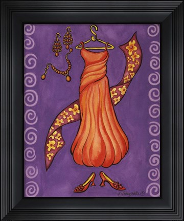 Framed Paris Gowns Orange Chiffon Print