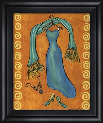 Framed Paris Gowns Turk Blue Print