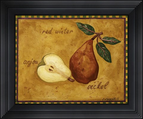 Framed Pear Red Winter Anjou Seckel Print