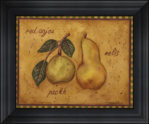 Framed Pears Red Anjou Nelis Packh Print