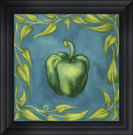 Framed Peppers Green Square Print
