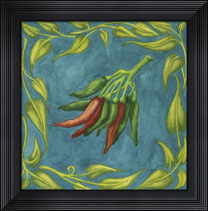 Framed Peppers Red And Green Square Print