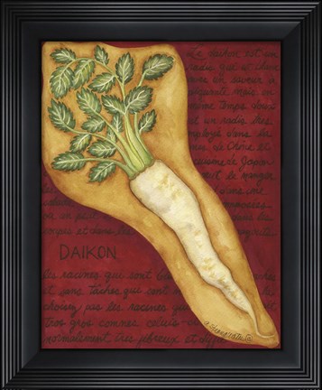 Framed Veggies On Red L Daikon Print