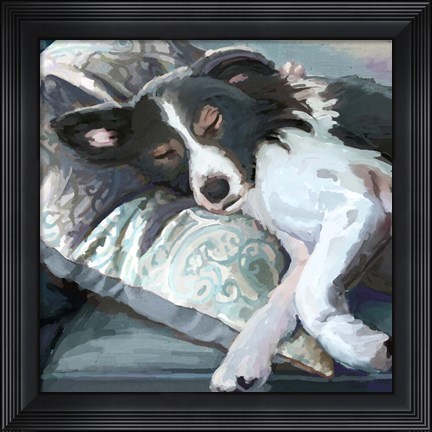 Framed Couch Collie Print