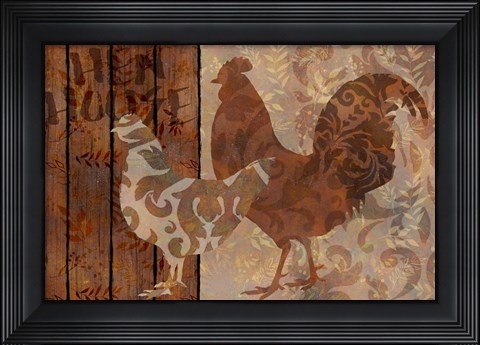 Framed Farm Friends Chicken and Rooster Print