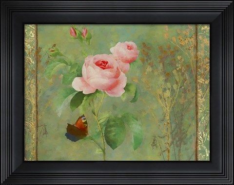 Framed Pink Rose Painted Print