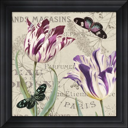 Framed Vintage Flowers I Print