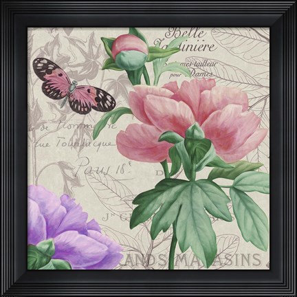 Framed Vintage Flowers II Print