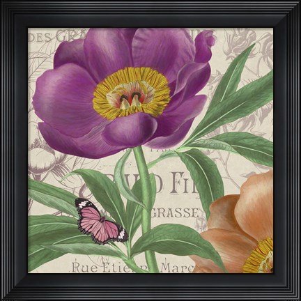 Framed Vintage Flowers IV Print