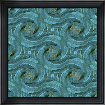 Framed Blue Swirl Repeat Print