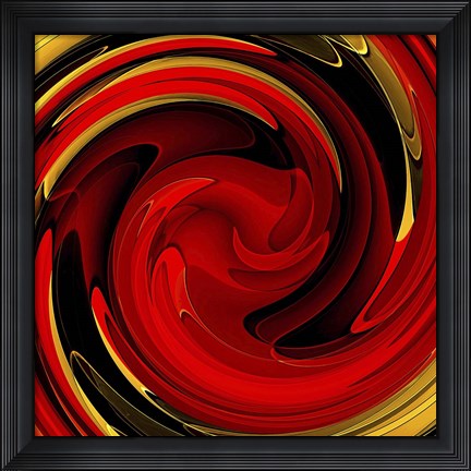 Framed Red Gold Swirl Print