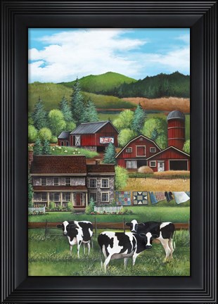 Framed Country Cows N&#39;Crows Print