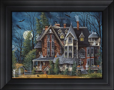 Framed Decorating the Haunted House Print