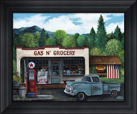 Framed Gas and Grocery Print