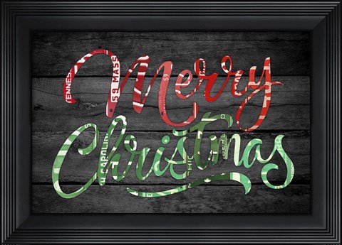 Framed Merry Christmas License Plates Print