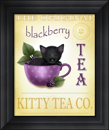 Framed Blackberry Tea Cat Print