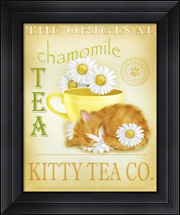 Framed Chamomile Tea Cat Print
