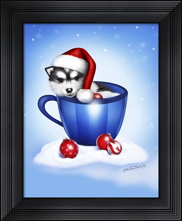 Framed Christmas Coffee Dog Print