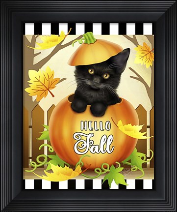 Framed Hello Fall Cat Print