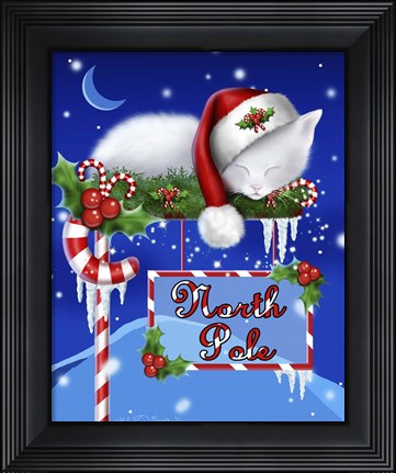Framed North Pole Kitten Print
