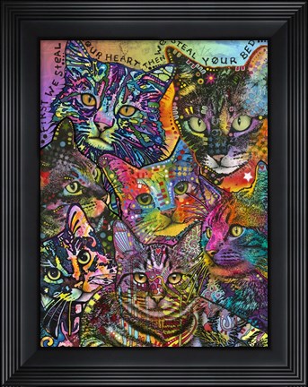 Framed Bed Cats Print