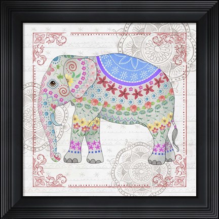 Framed Deco Elephant Print