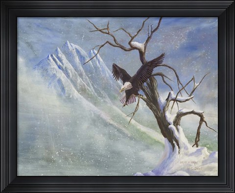 Framed Winter Perch Print