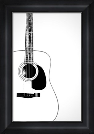 Framed Black and White Classic Guitar, Print