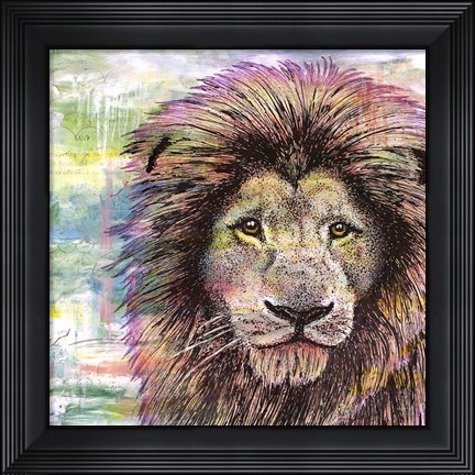 Framed Lion Color Print