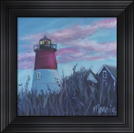 Framed Pink Sunset At Nauset Light Print