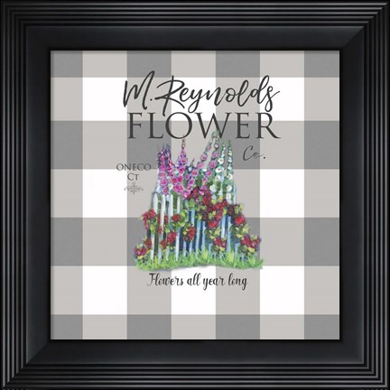 Framed Reynolds Flower Co black Print