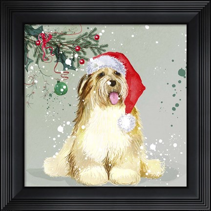 Framed Dog In Christmas Hat Print